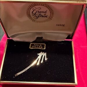 SWANK 12k GF Stylized Men’s Tie Clip-letter M